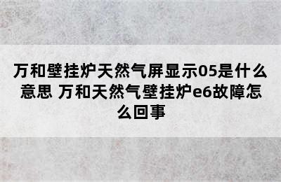 万和壁挂炉天然气屏显示05是什么意思 万和天然气壁挂炉e6故障怎么回事